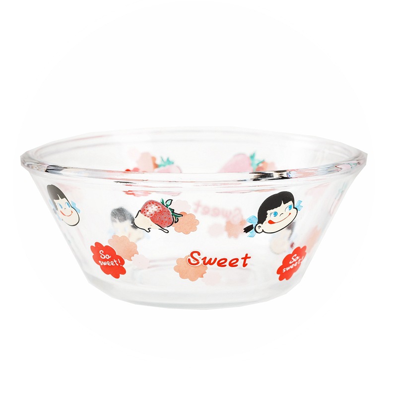 Japanese and Korean strawberry glass bowls, salad bowls, student ins-style cartoon fruit bowls, girlish pink oat bowls, desserts Item Picture