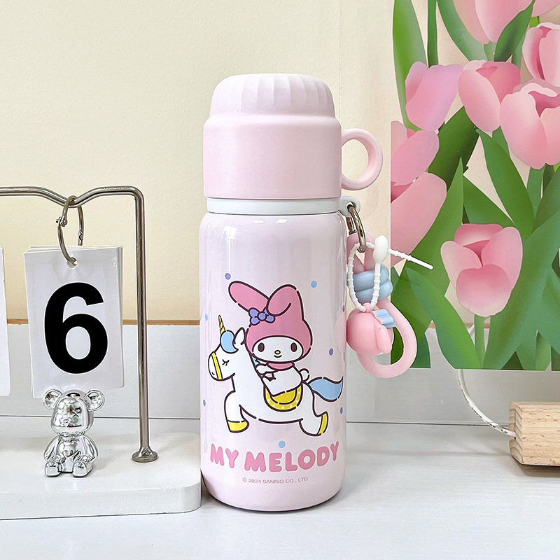 Cartoon Sanrio officially authorized water cup, high appearance level, thermos cup, double-drinking, pouring water, lid cup, cute children's water bottle full figure