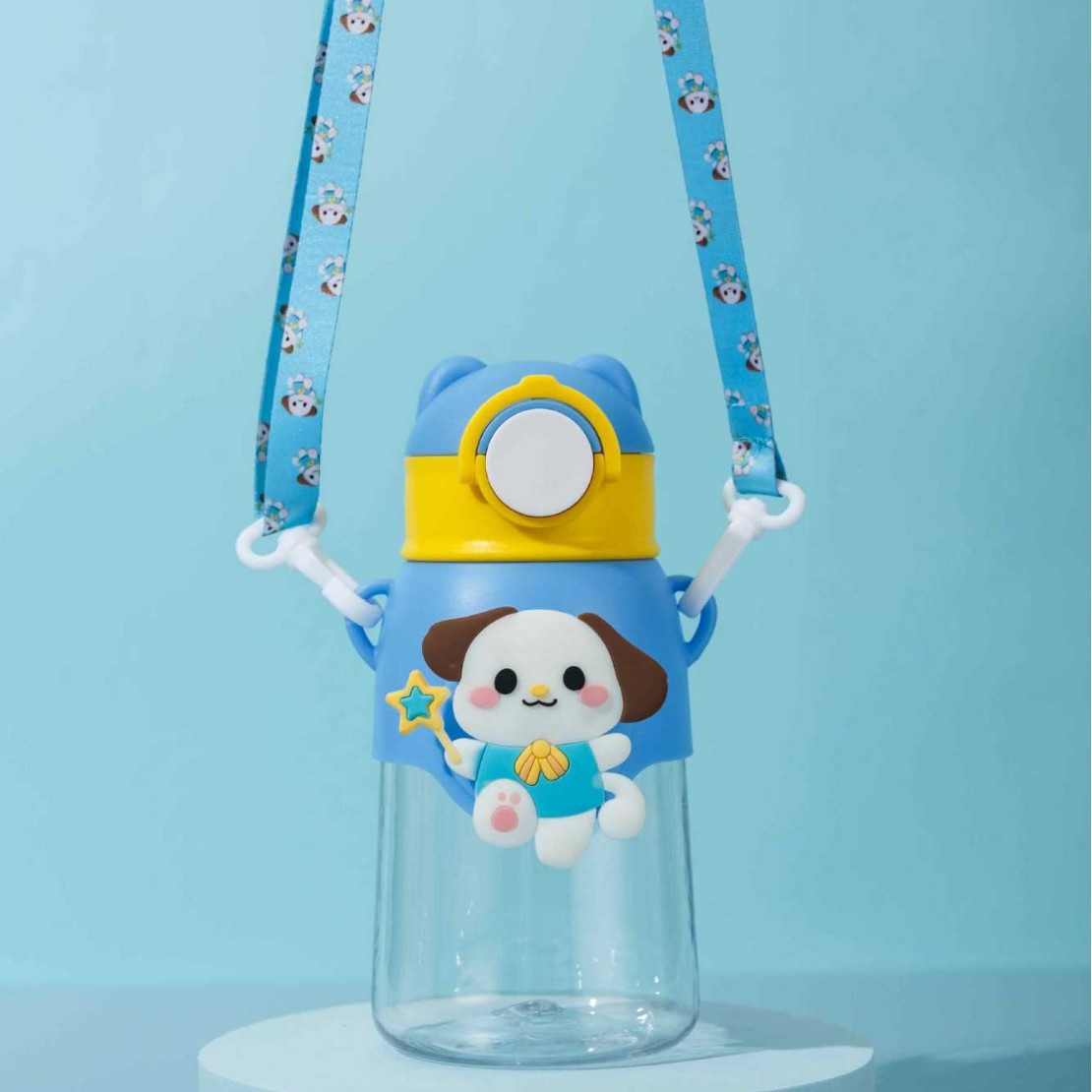 Cute high-temperature resistant and anti-drop water bottle, plastic straw cup, portable children's school special boys' and girls' fun water cup details Picture