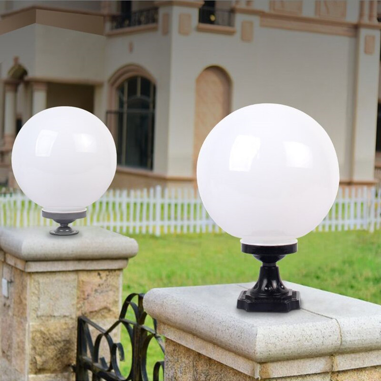 Outdoor acrylic spherical door column head lamp, landscape courtyard street lamp pole, fence lamp, non-breakable spherical spherical lampshade full figure