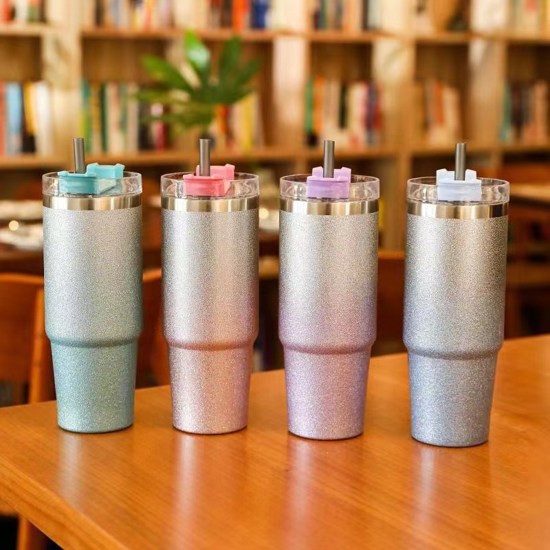 Cross-border diamond paint 20oz and 30oz car cups, stainless steel cold and heat preservation cups, straw water cups, car coffee cups full figure