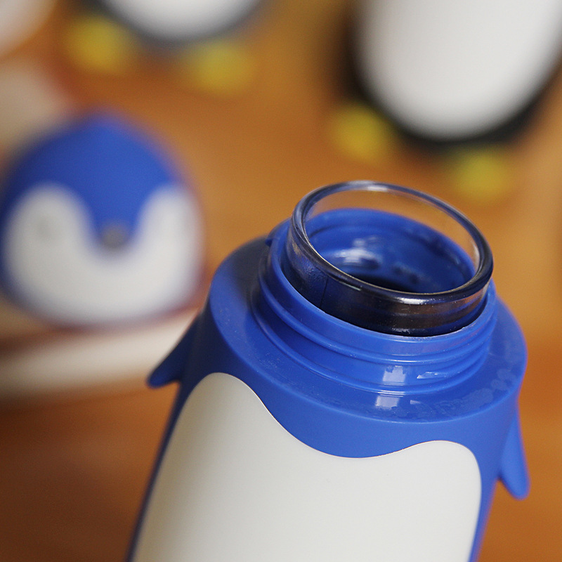 Wholesale high-appearation-level creative cartoon cute student gifts, cute penguin portable double-layer insulated glass water cups Specification drawing