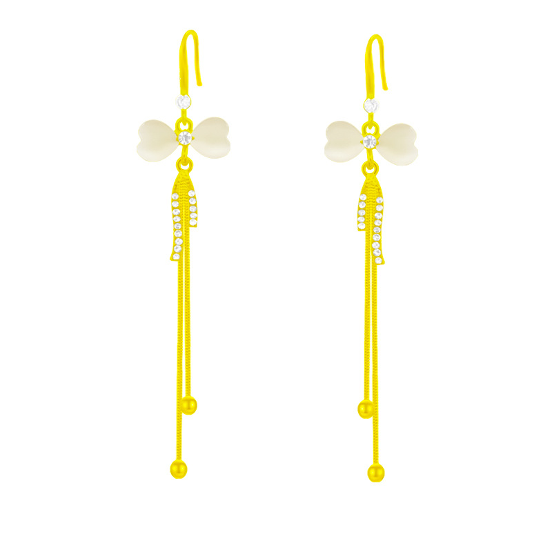 Sweet and fresh bow tassel earrings, a niche and high-end feel, with a unique and elegant style. Ear hooks, a versatile and stylish accessory for women Item Picture