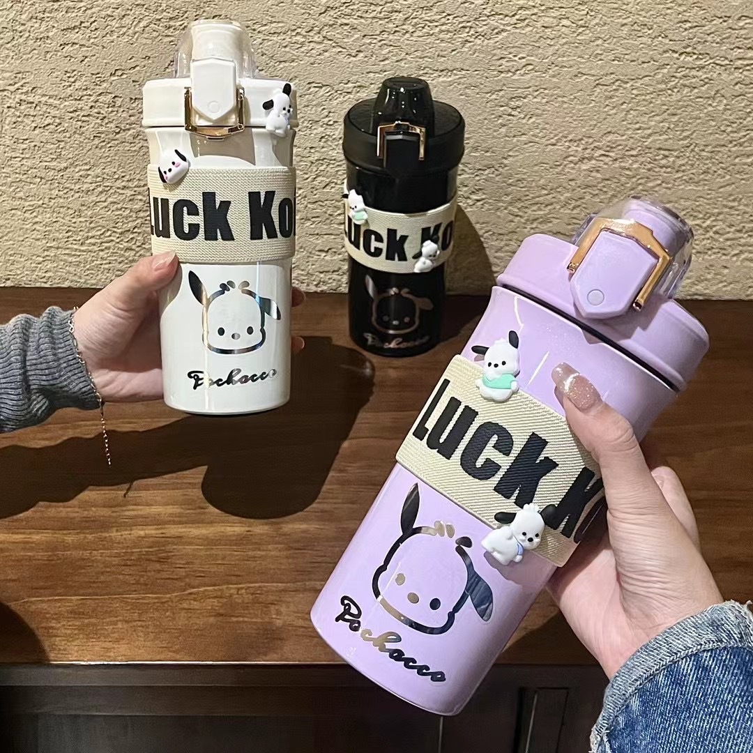 High appearance level, portable coffee cup, women's double-drinking straw insulated cup, light luxury water cup, large capacity with handle and small shield Specification drawing