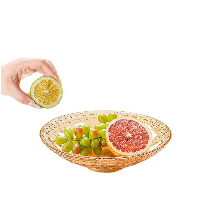 High-legged fruit tray for living room fruit storage, light luxury, Instagram style, minimalist and high-end, dry fruit and snack glass tray Item Picture