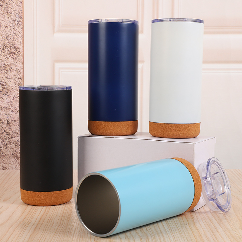 Wow Customized cross-border cork bottom straight cup, double-layer vacuum stainless steel insulated cup, anti-slip and anti-drop car cup, beer details Picture