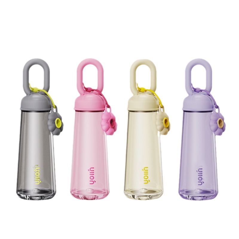 Light luxury, high appearance level, solid color creative petal portable car cup, outdoor plastic water cup, large-capacity student hand-held cup Item Picture