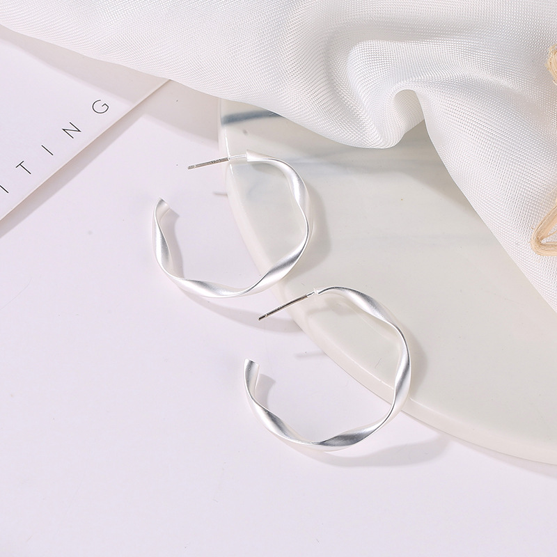 Wholesale of new creative, simple geometric twisted earrings and retro matte ear loops that are popular cross-border in Europe and America Application Scenario