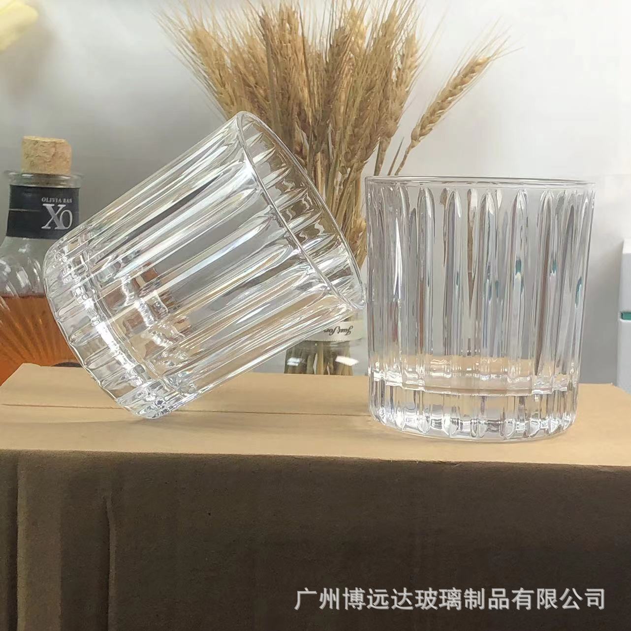 Vertical striped glass cups, coffee cups, Ins-style ice straight cups, popular cold drink cups, glass whisky glasses wholesale details Picture