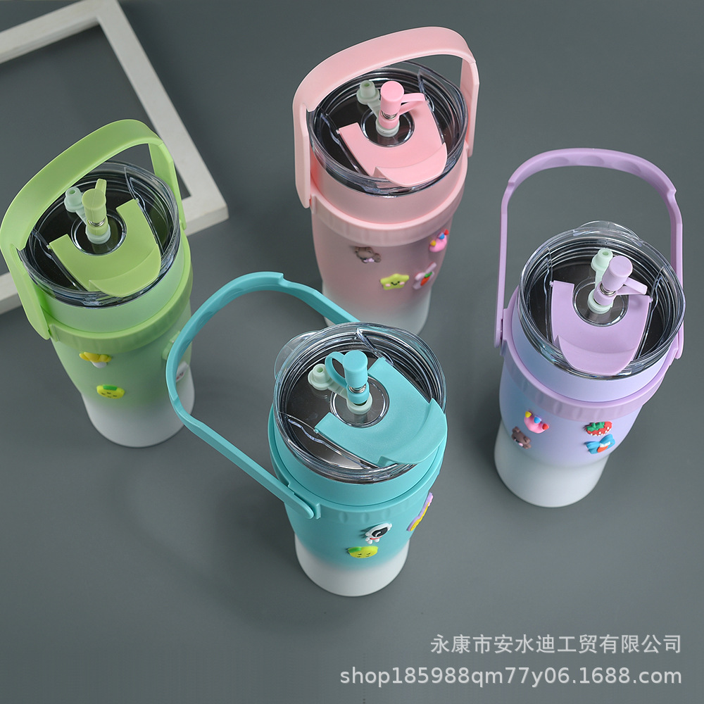 Cross-border Juwuba 304 stainless steel insulated cup, 40oz hand-held straw, straw ice cup, portable car cup Specification drawing