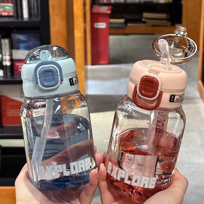 The new summer gradient water cup has a high appearance level. It is a double-drinking straw cup for outdoor sports for both male and female students and is suitable for children's water bottles details Picture