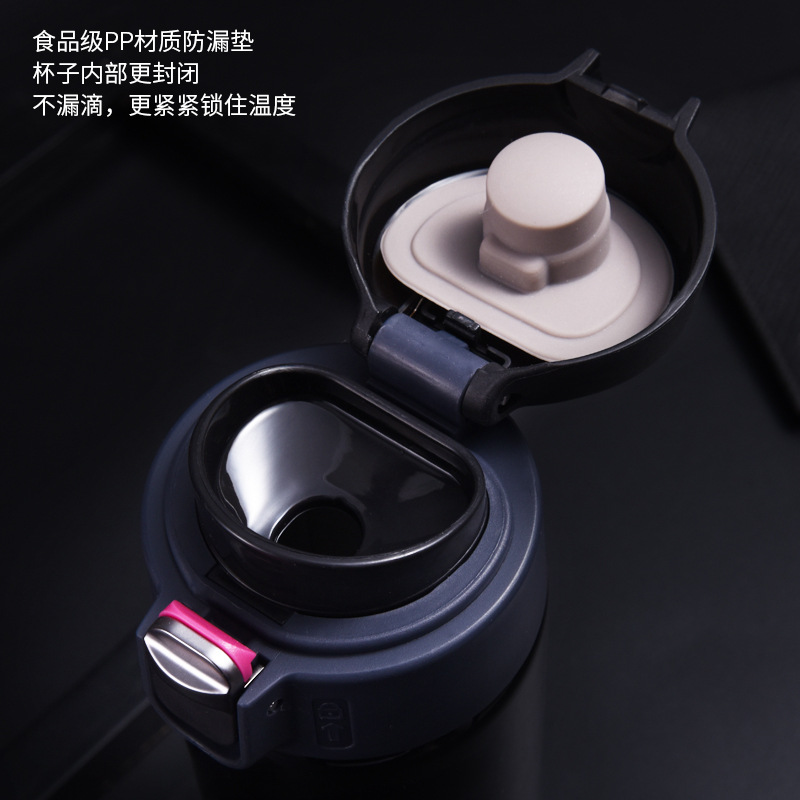 Bouncing cup, stainless steel double-layer vacuum insulated cup, convenient car water cup, business cup, high appearance level gift for girls details Picture