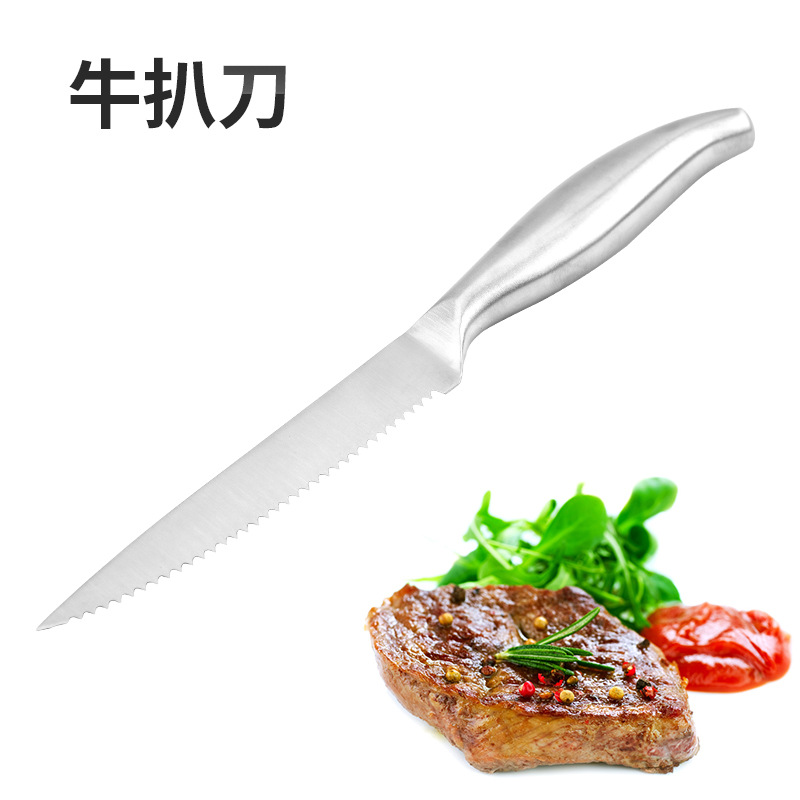 Stainless steel steak knife, steak cutter, Western tableware, hotel Western knives, logo printable, factory direct sales, cross-border details Picture