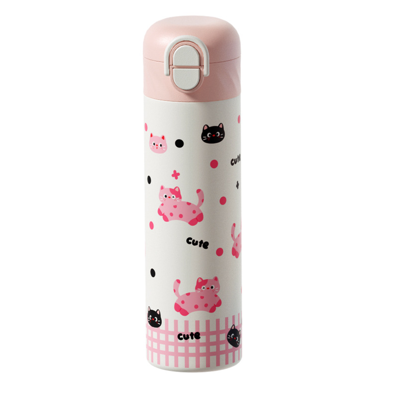 Cartoon high appearance level 316 stainless steel insulated cup, bouncy double-drinking straight cup, large capacity outdoor portable and easy to use cup Item Picture