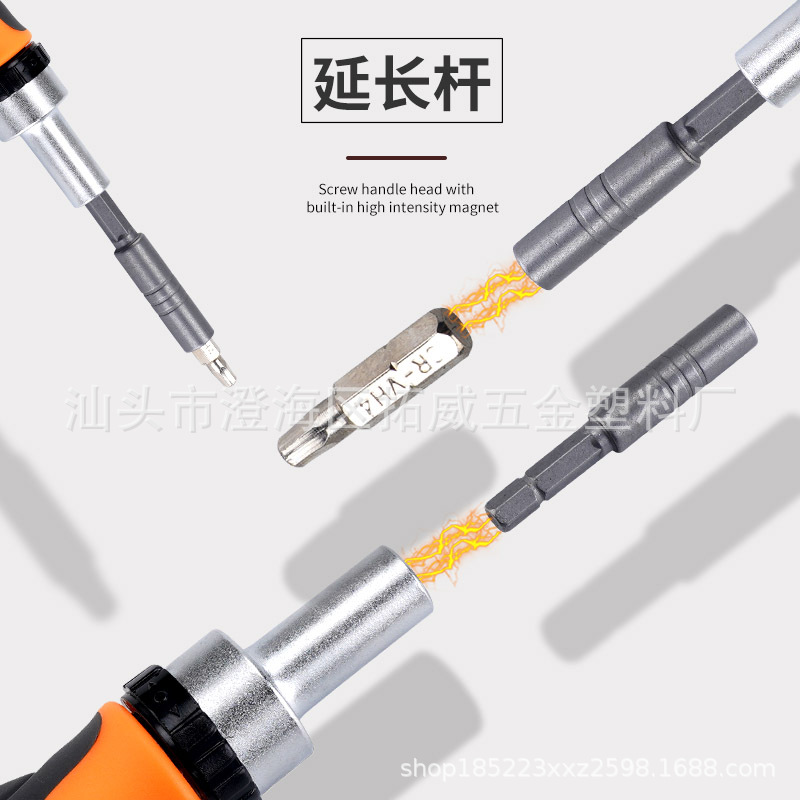42-in-1 multi-functional household ratchet screwdriver set, large ratchet combination tool, household maintenance tool set Specification drawing