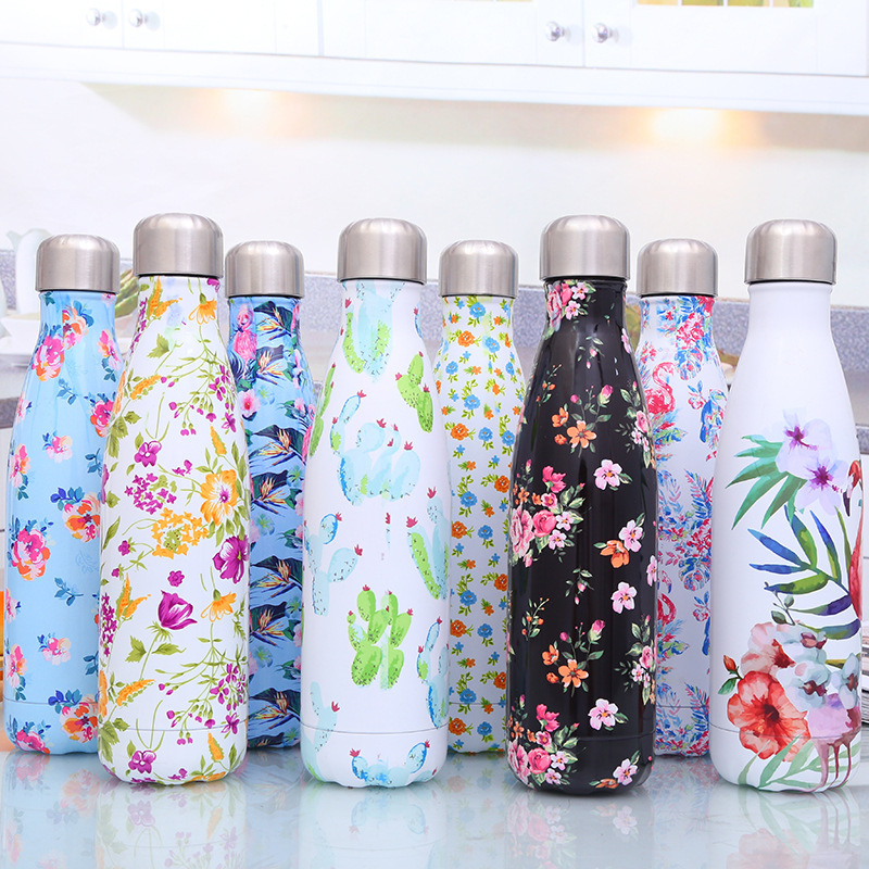 Cross-border 304 stainless steel sports water bottles, creative gift cups, marble cola bottles, insulated cups. We support consignment Specification drawing