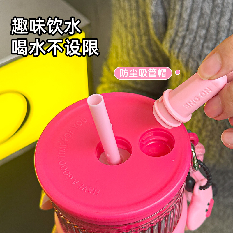 New popular water cup, large-capacity high-temperature resistant tritan portable space straw cup, high appearance level summer cup for girls Specification drawing