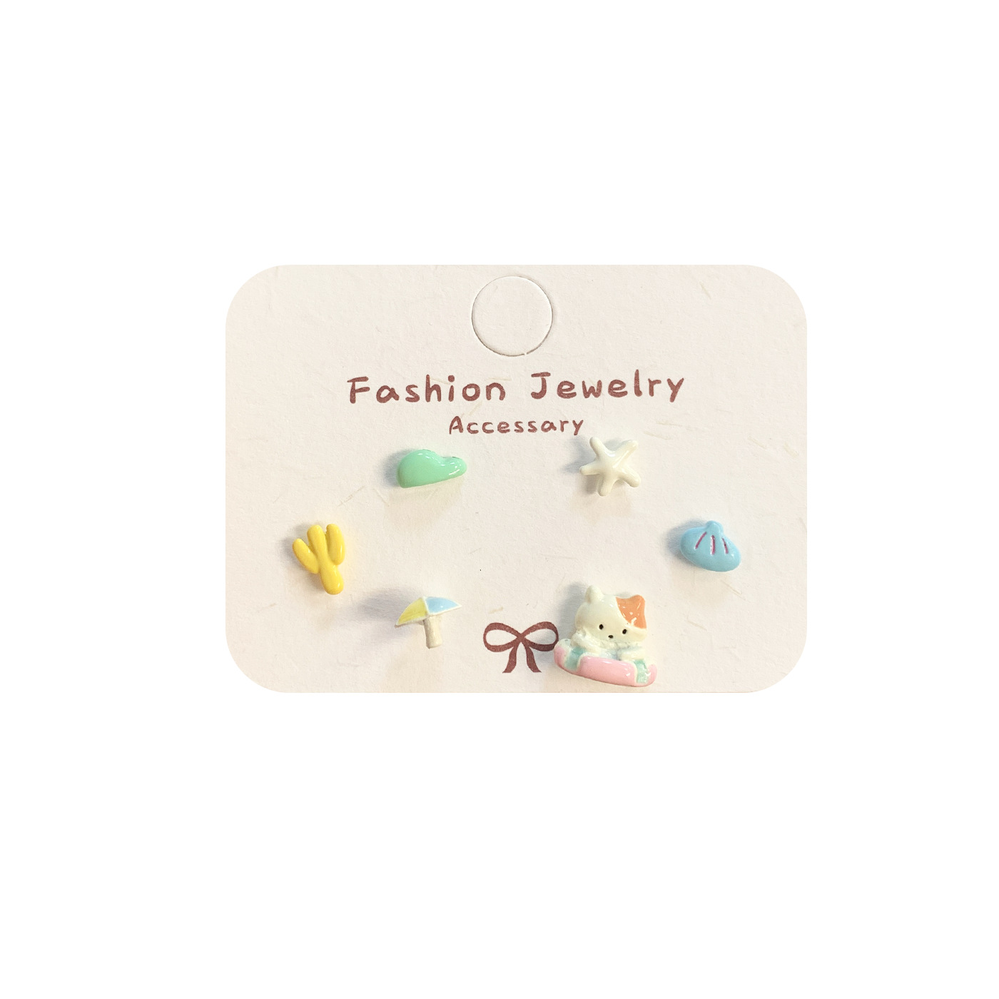 A collection of fun and fresh cartoon animal ear stud sets, wholesale of silver needle, colorful cat and cute student earrings Item Picture
