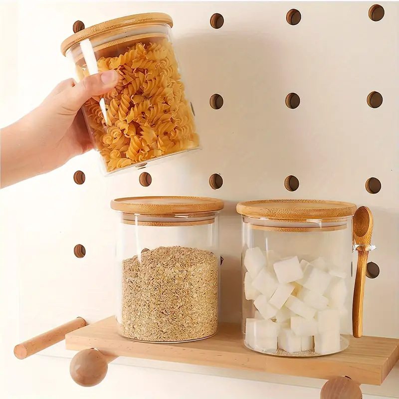 Edible preservation glass jars with LIDS, high-temperature warm spoon storage jars, high borosilicate glass sealed jars, and grain jars details Picture