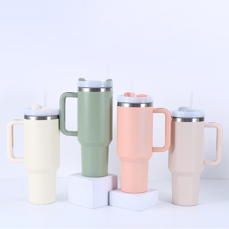 Cross-border stainless steel second-generation 40oz handle car cup with straw, portable ice cup for car, insulated and chilled water cup Specification drawing
