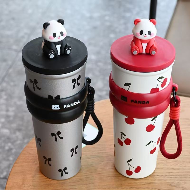 High appearance level, large capacity, niche and trendy insulated cup, cute panda ice king cup, 2025 new model straw cup details Picture