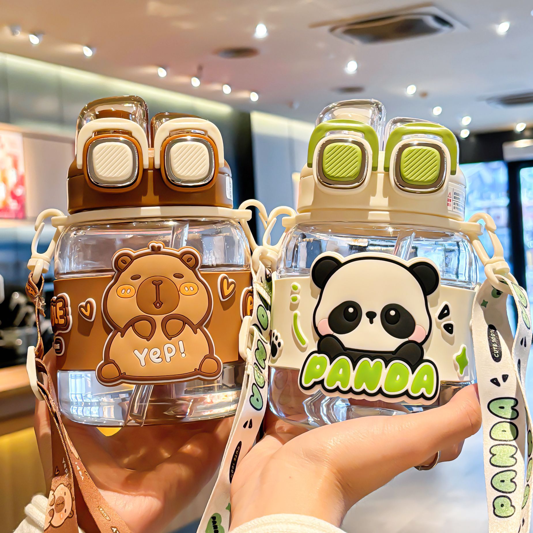 New popular large-belted cups, cute and highly attractive children's water cups, large-capacity girls' convenient straw cups wholesale Application Scenario