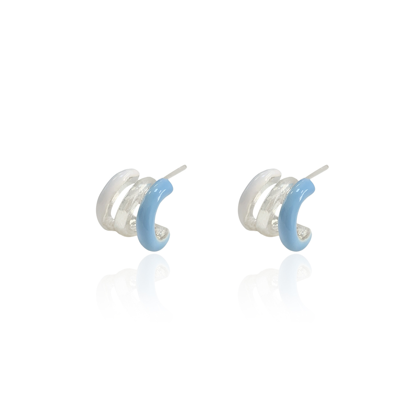 Summer dopamine fresh and colorful oil-dripping ring C-ring earrings, women's silver needle forest-themed niche atmosphere earrings Item Picture