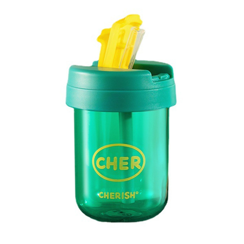 Internet-famous double-drink coffee cup, ins style, high appearance level, space straw cup, mini student portable and casual water cup for girls Item Picture