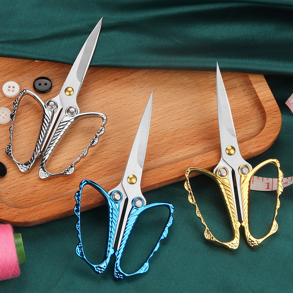 Household small scissors trimmer, stainless steel vintage tea scissors, gold scissors, small beauty scissors, eyebrow trimming scissors, manual, non-electric Specification drawing