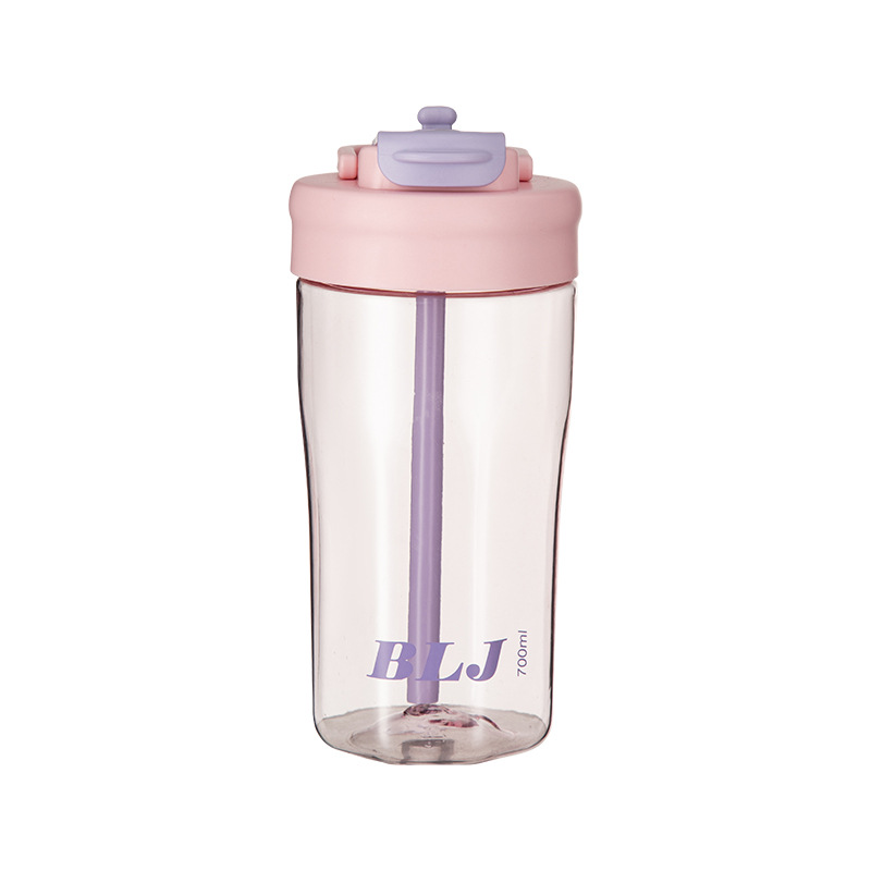 Xiaohongshu's same style coffee plastic cup, transparent with high appearance level, straw cup, large capacity, double-drinking, portable cup with logo Item Picture