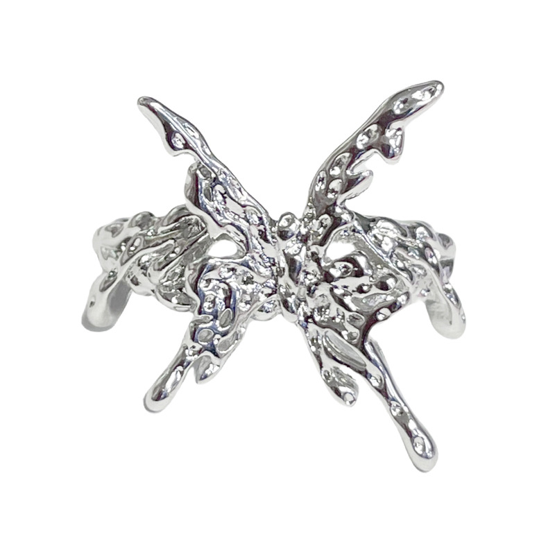 The new irregular texture plain ring butterfly opening ring is a unique design for women with a simple layering style and a fashionable index finger ring Item Picture
