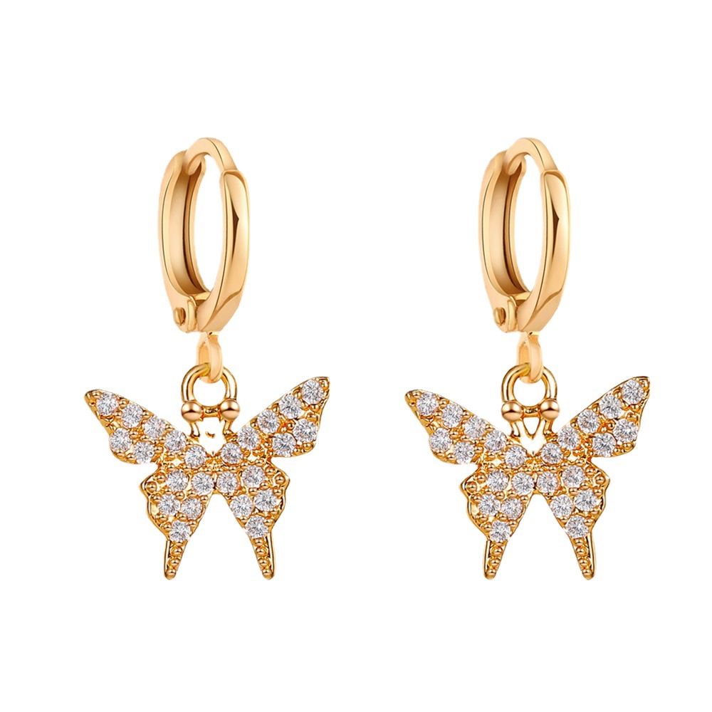 The new Korean version of earrings, with diamond-encrusted small butterfly earrings and ear buckles, is a super fairy-like and simple internet-famous earrings for women Item Picture