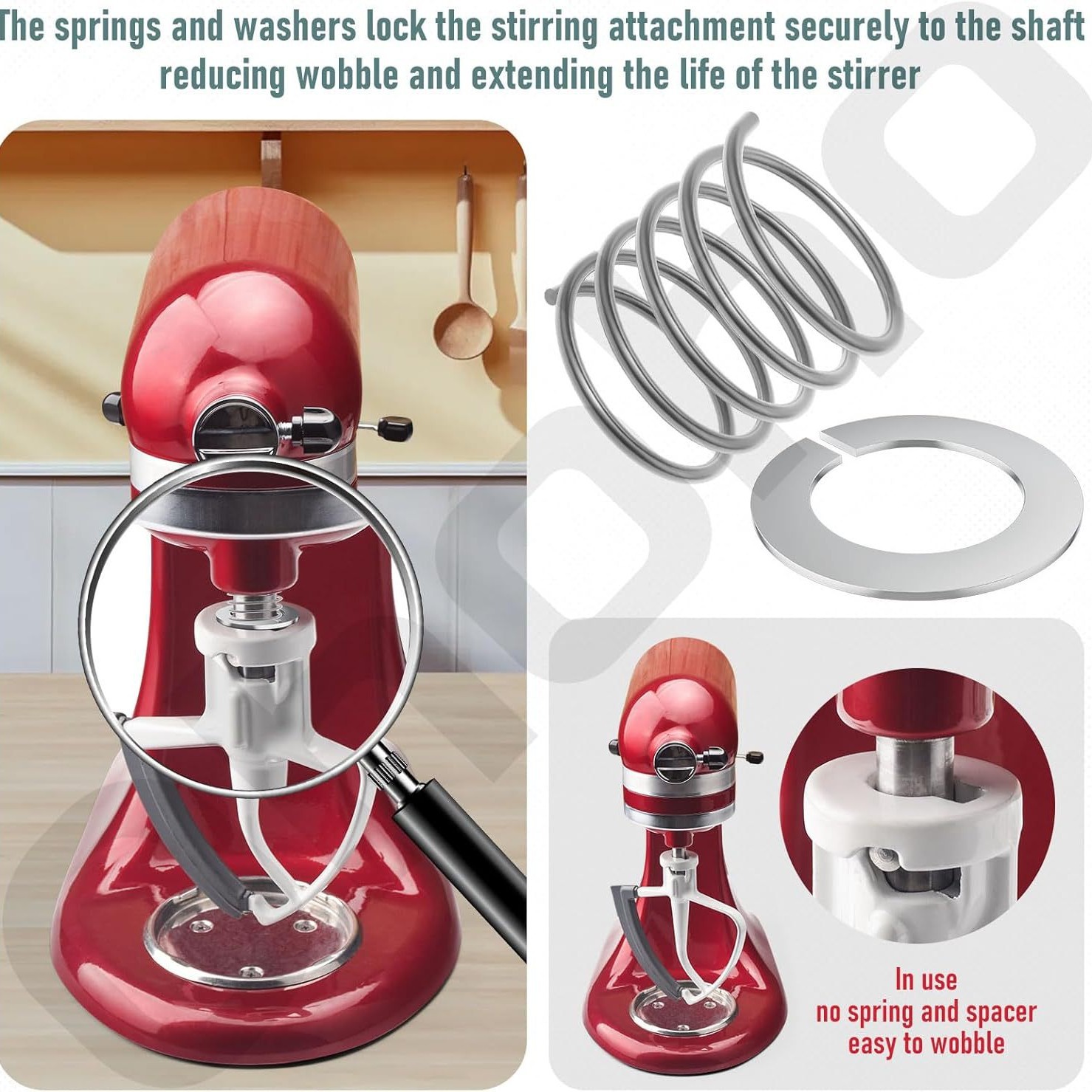 Quick installation accessory upgrade for Kitchenaid vertical mixer stainless steel springs and washers details Picture