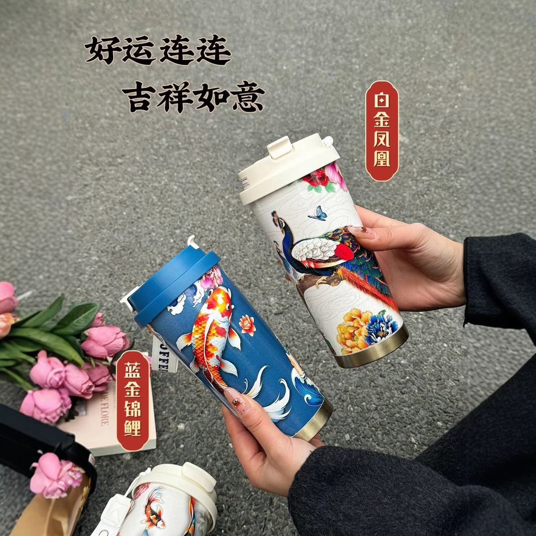 Wholesale of new Chinese-style high-appearance-level light luxury water cups, 316 stainless steel insulated cups, home and office cold coffee cups Application Scenario