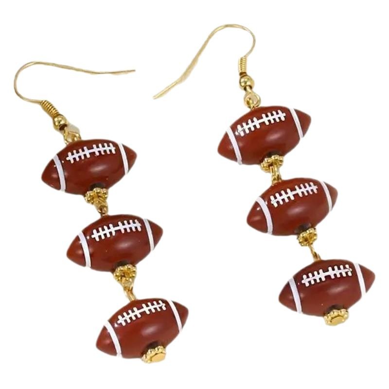 Amazon long basketball, Super Bowl and football acrylic beaded earrings with a sporty style, a best-selling cross-border product from Europe and America Item Picture