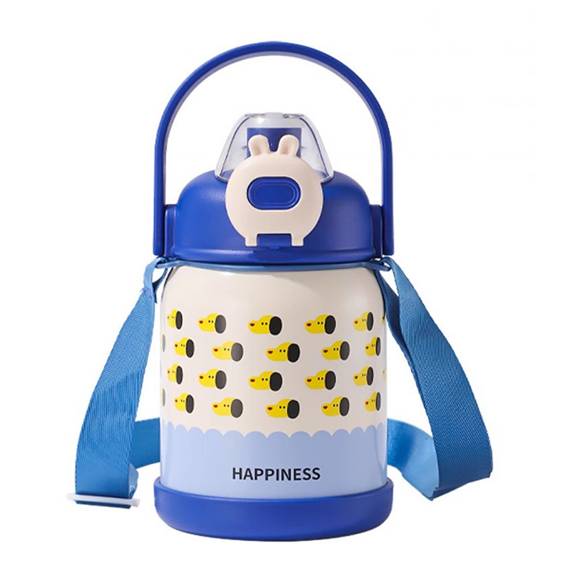 Children's insulated cup, high appearance level, large-capacity water cup, new women's straw, cute student portable large-bellied cup Item Picture