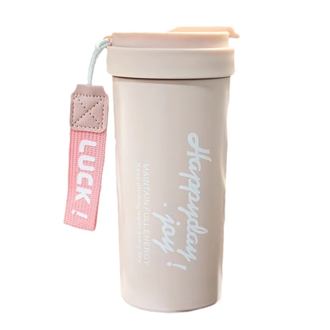 High appearance level coffee cup, 316 stainless steel insulated cup, simple and portable car straw cup, cute female student water cup Item Picture