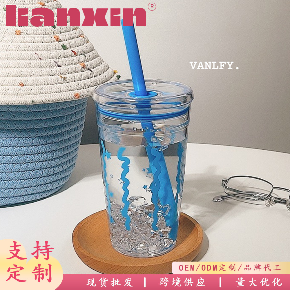 High-appearation-level office girls, large-capacity portable heat-resistant new cup, summer straw, 2025 student water cup full figure