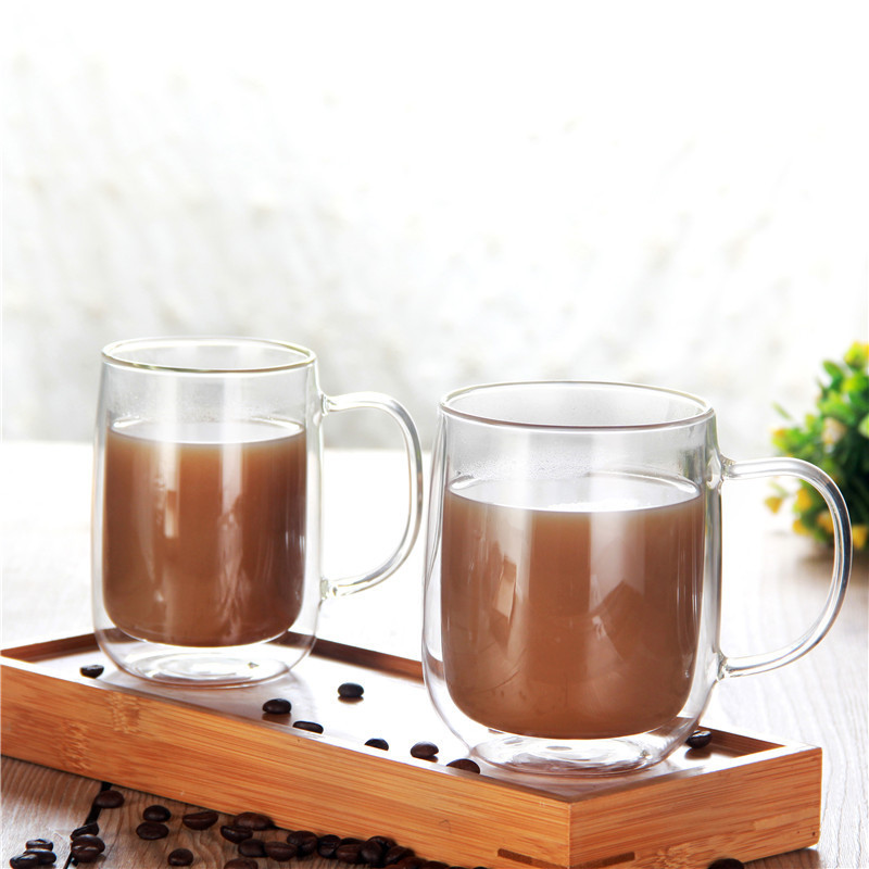Customized wholesale transparent glass tea cups with handles, glass mugs, coffee cups, juice cups, cup handles, large capacity Specification drawing
