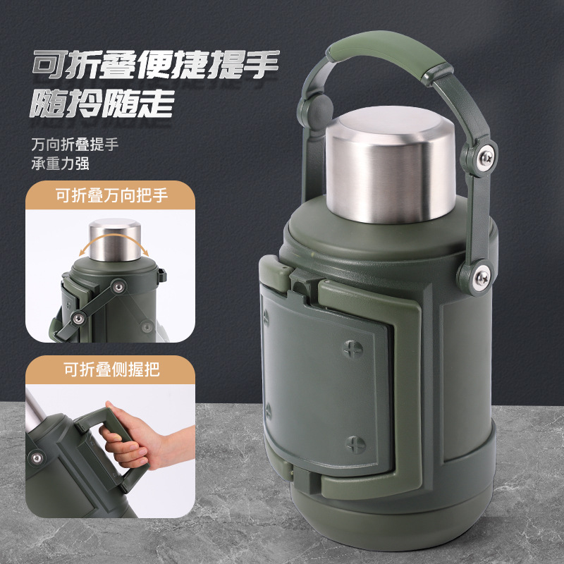 Wholesale of outdoor travel handle kettles, large-capacity insulated kettles, 316 stainless steel water kettles, cold and heat preservation all-steel water cups Specification drawing