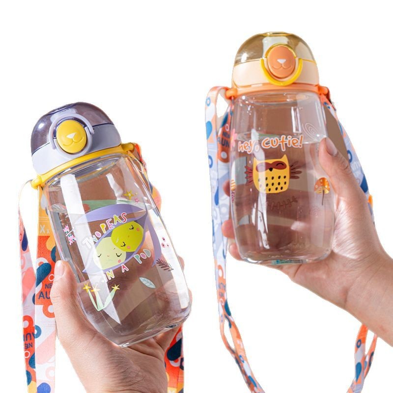 Children's water cup, cute cartoon plastic direct drinking cup, primary school, kindergarten, baby, summer durable and portable water bottle Specification drawing