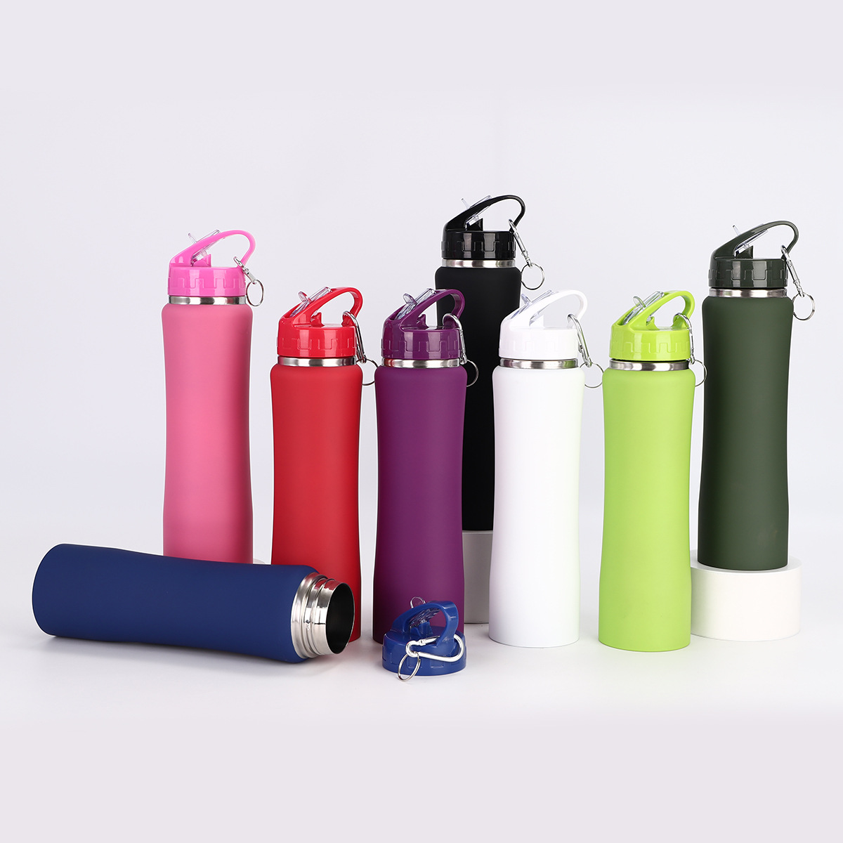 Cross-border European and American 304 stainless steel insulated cup, outdoor mountaineering sports water bottle, large-capacity waist-shaped cup, handle water cup details Picture