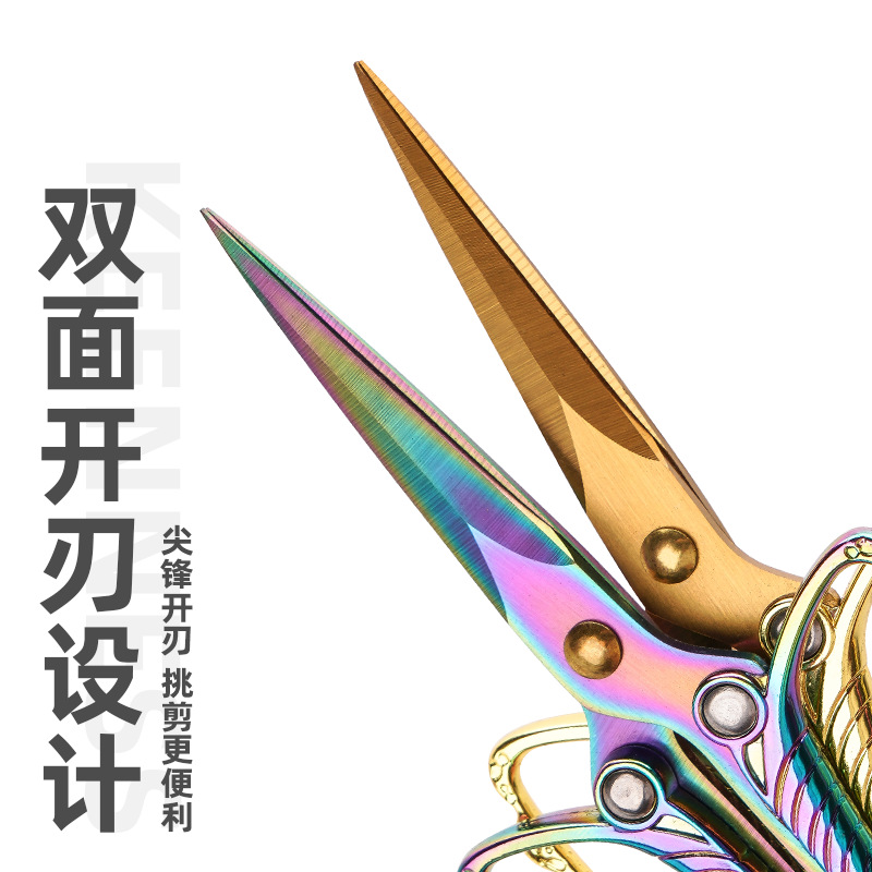 Pointed-nose hand scissors, stainless steel creative retro creative window decoration embroidery hand small scissors, high-sharpness office scissors Specification drawing