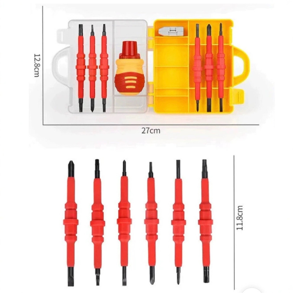 Bidirectional ratchet insulated 14-in-1 multi-functional screw special-shaped screwdriver, electrician insulated screwdriver tool set details Picture