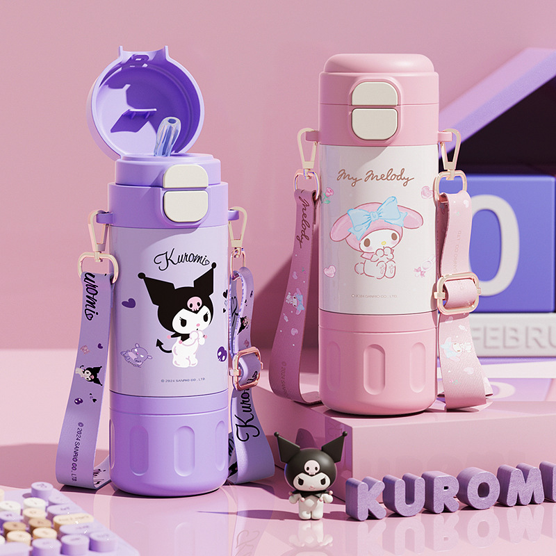 Wholesale of 2024 new style insulated cups for girls, high appearance level, cute children's water cups, double drinking cups for students, bouncy straw cups details Picture