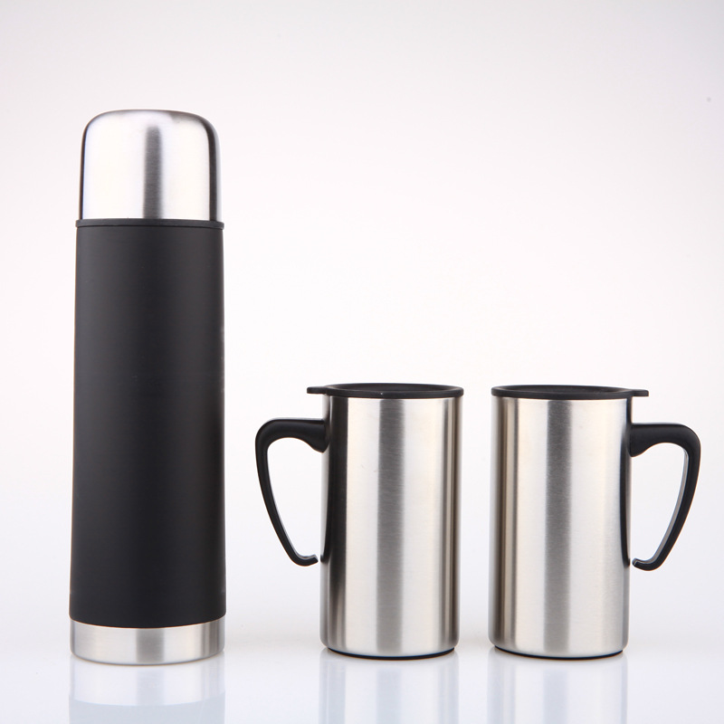 Factory direct sales of 304 stainless steel large-capacity office insulated cup sets, wholesale business gift cups, handle water cups full figure