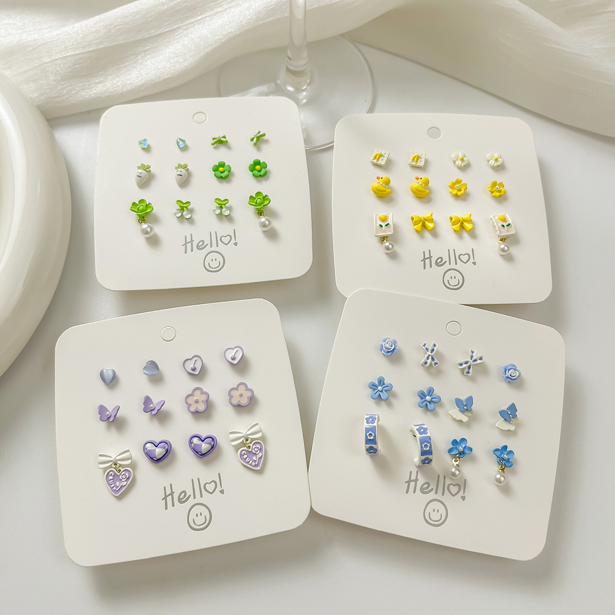 Silver needle stud earrings set for women, 2024 new Stylish earrings, bestsellers, versatile for daily use, small student earrings wholesale details Picture