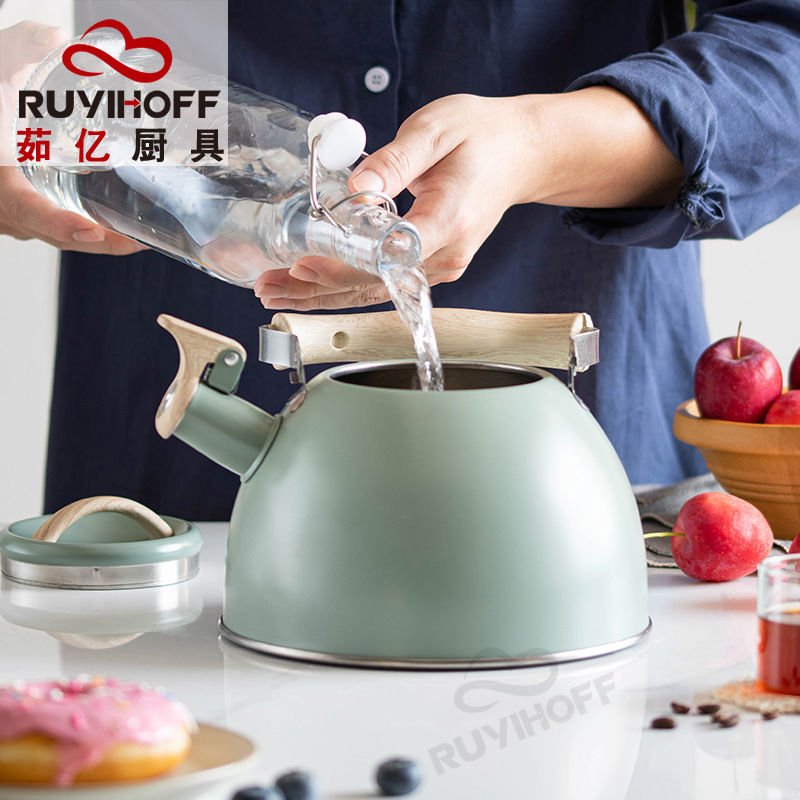 New cross-border light green sound kettle for brewing tea and coffee, 3L European and American sound kettle, light luxury kitchenware with folding handle Specification drawing