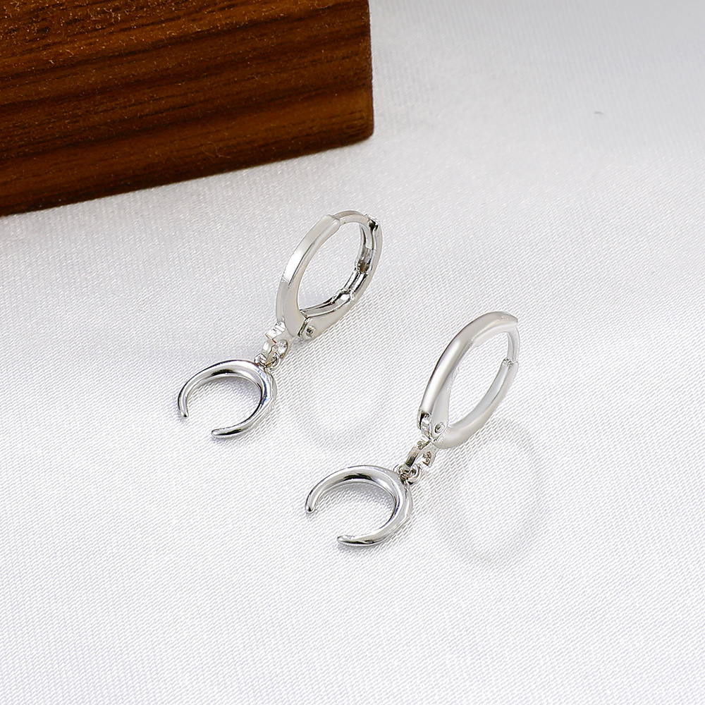 New cross-border moon earrings from Europe and America, with a simple and elegant style on Instagram. The crescent-shaped ear loops and ear rings are fashionable and individual Application Scenario