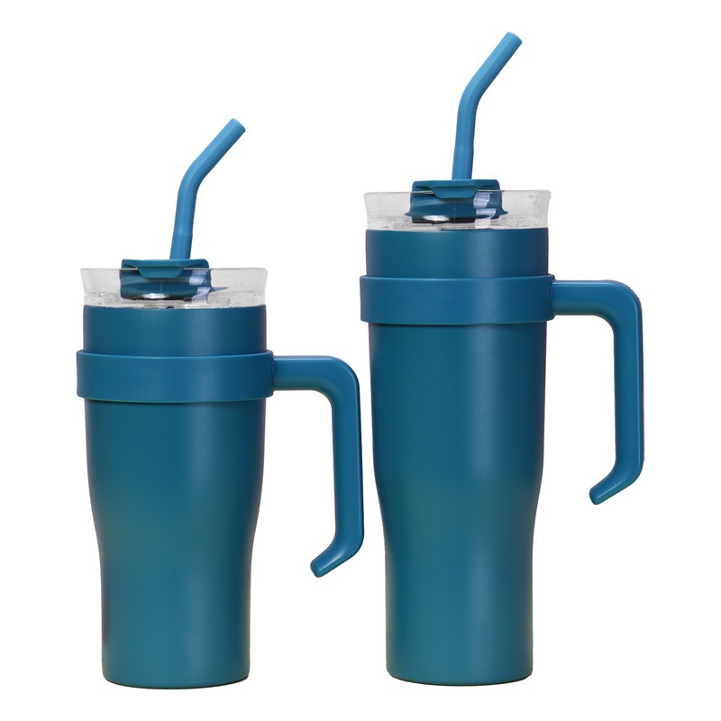 New large-capacity car cup, outdoor sports handle straw cup, ice king cup, 304 stainless steel insulated cup Item Picture